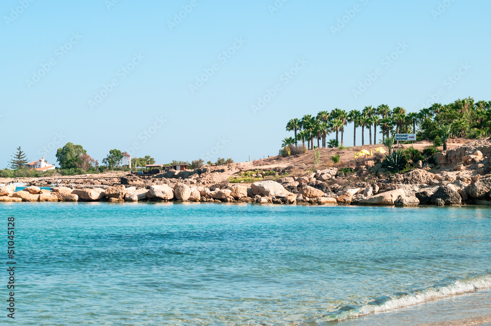 Mediterranean seahore in island with rocky coastline