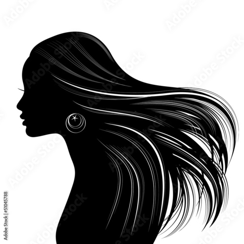 Woman Hair style Silhouette #51045788