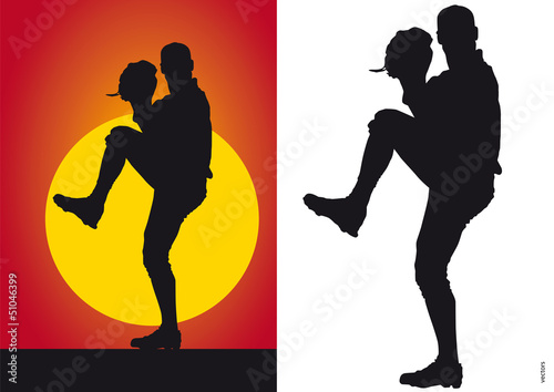 Silhouette of a baseball on a white background