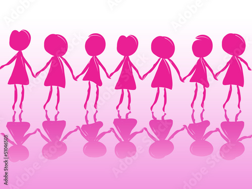 Row of women holding hands