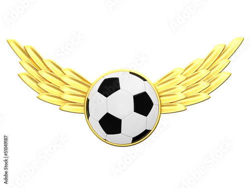 Soccer ball with gold wings