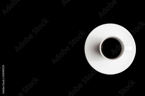 top view of cup of black coffee with space for text
