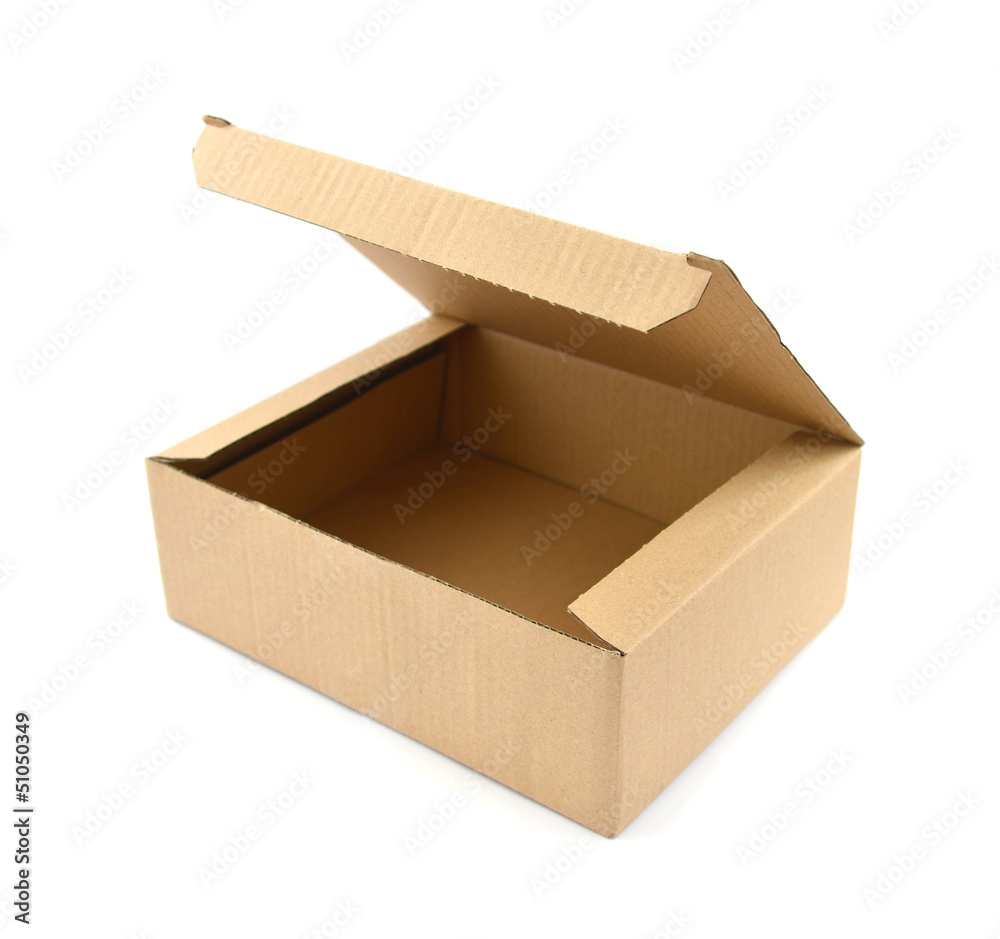 Open Cardboard box on white with clipping path Open Cardboard box on white with clipping path