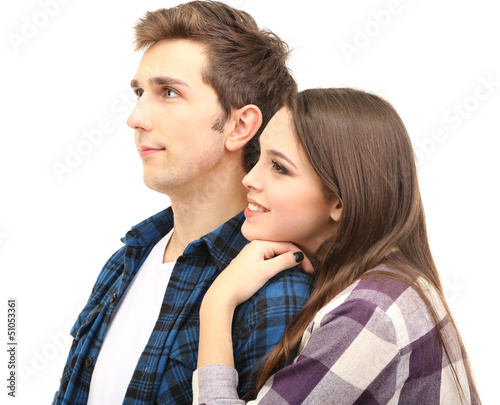 Loving couple isolated on w...