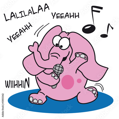 éléphant, musicien, chanteur, chanter, personnage, métier