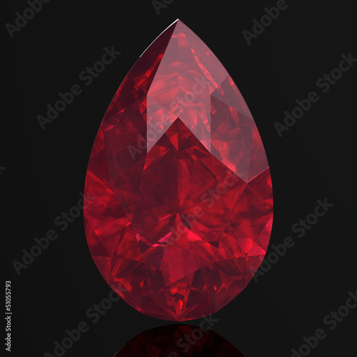 Ruby or Rodolite gemstone (high resolution 3D image) photo