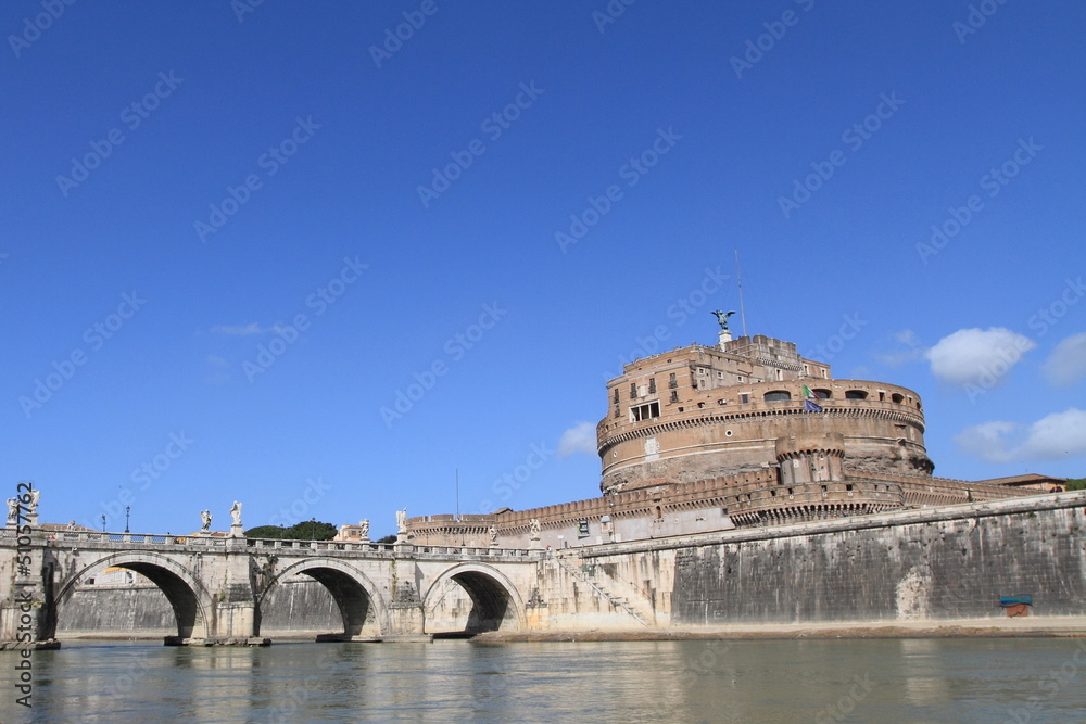 medival bridge of Rome and castle Saint Angelo
