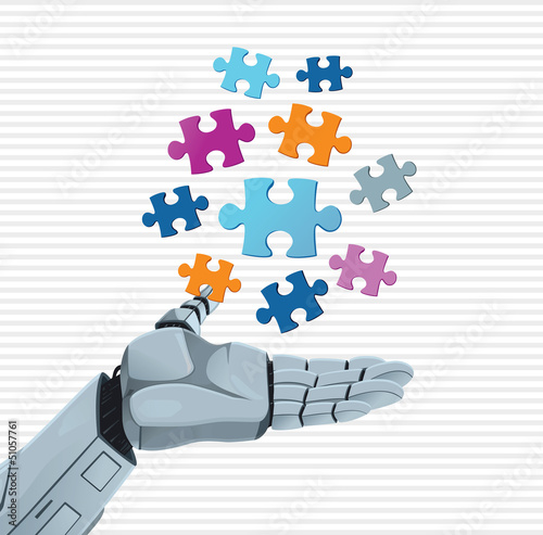 Robot hand and puzzle