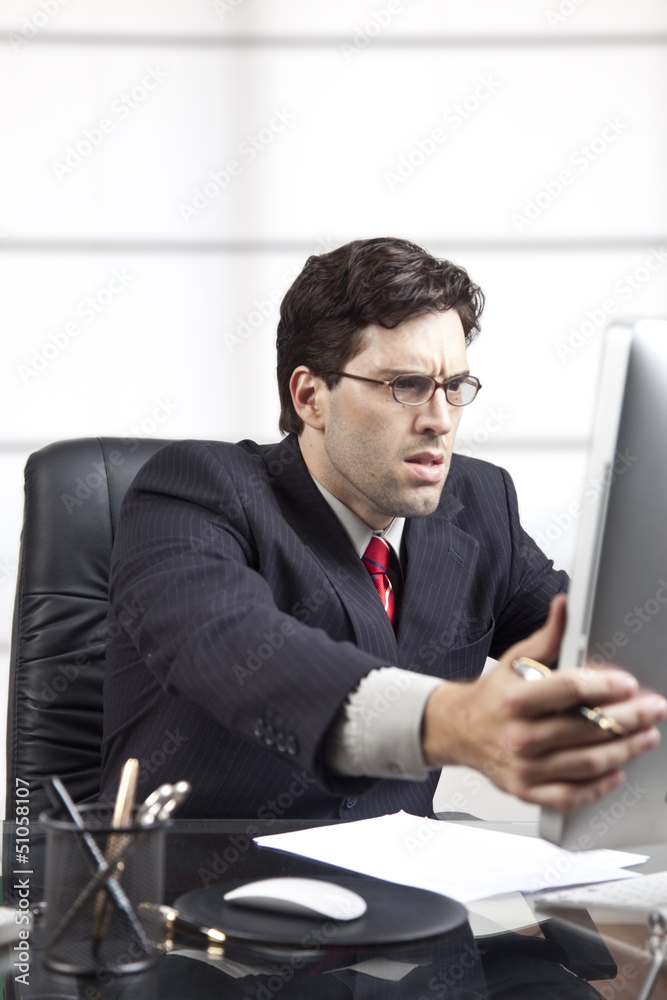businessman in front of the computer