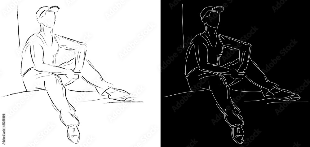 Sketch of a young man in a baseball cap Sketch of a young man in a baseball cap