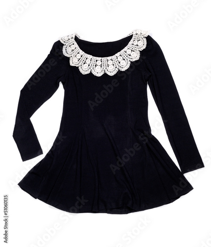 black dress with a white collar