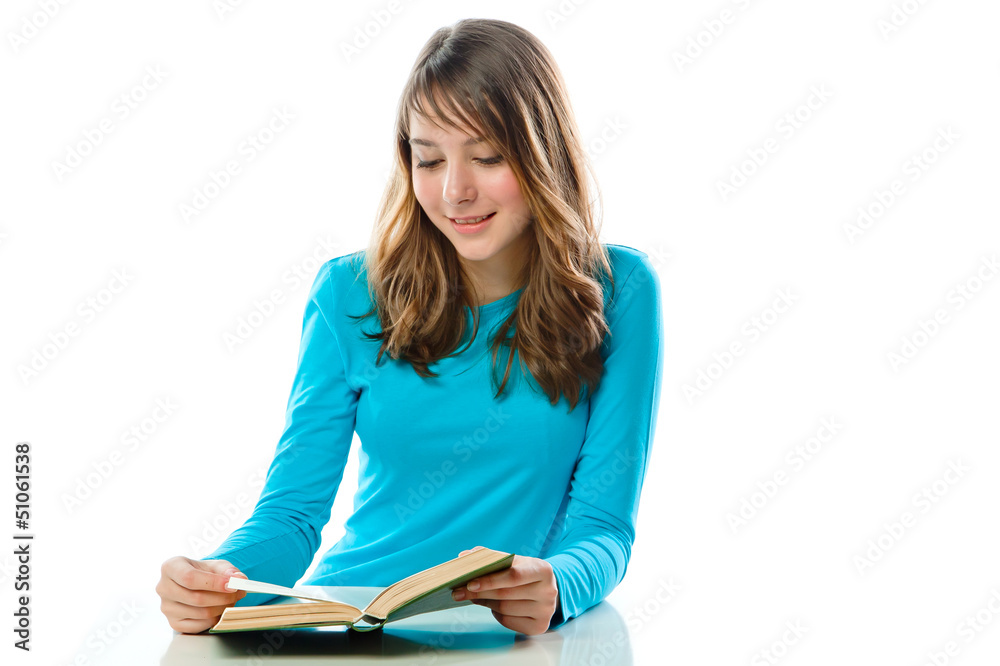 Small and beautiful girl reading a book Small and beautiful girl reading a book