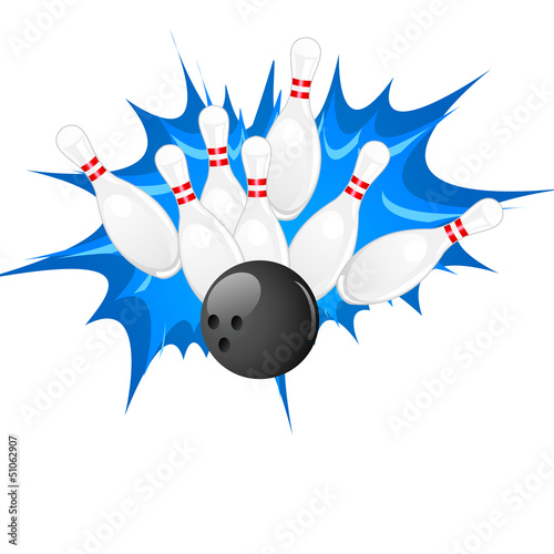 vector illustration of bowling pin with ball