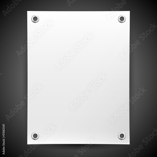 Blank white banner painted in the vector