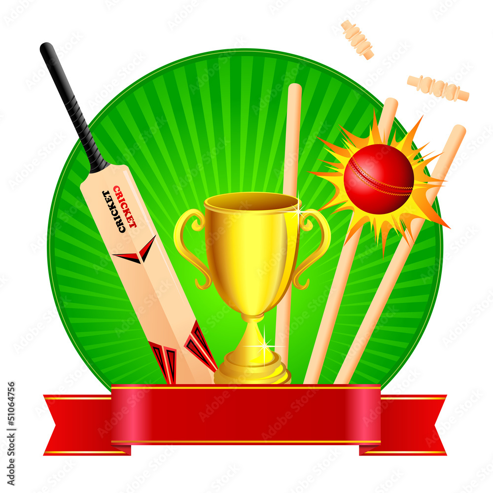 vector illustration of cricket kit with trophy Stock Vector Adobe Stock
