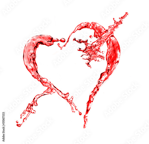 Red water splash heart shape