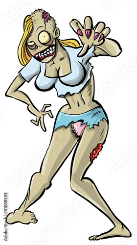 Photography Grotesque female zombie in a miniskirt