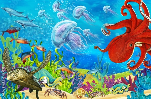 The coral reef - illustration for the children