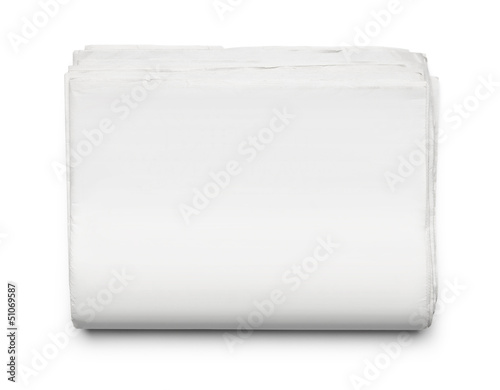 Stack of blank newspapers isolated on white background