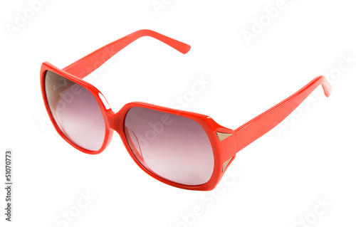 Red rimmed sunglasses with mirror ornaments