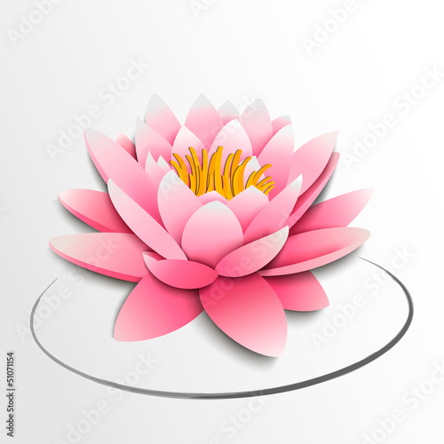 Pink lotus flower. Paper cutout
