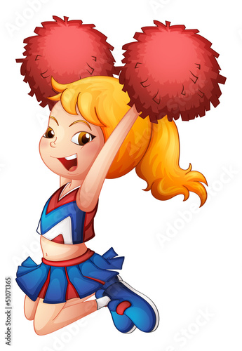 A very cute cheerdancer with her red pompoms