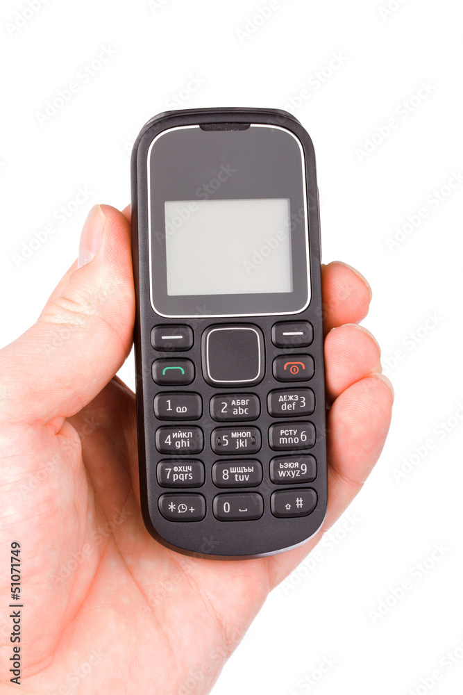 Modern mobile phone in hand isolated on white background Modern mobile phone in hand isolated on white background