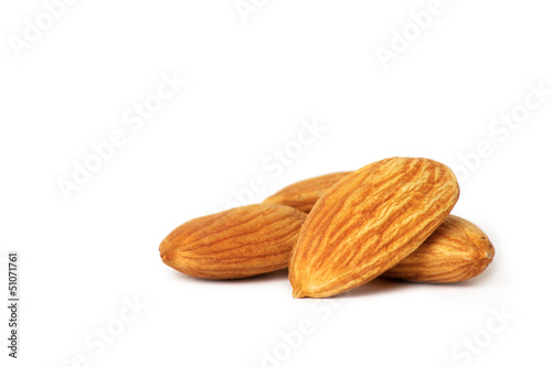 Almonds isolated on white background