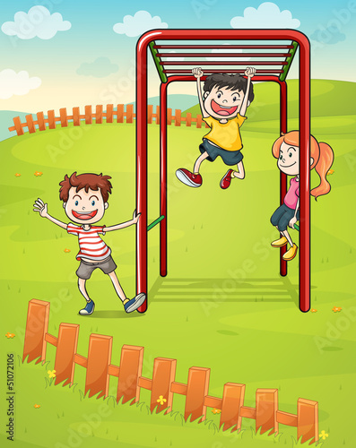 Three kids playing in the park