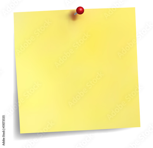Yellow stick note isolated on white background