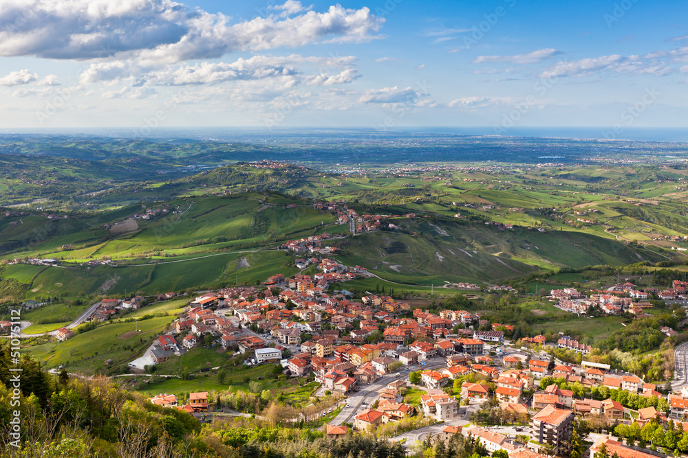 Obraz premium Modern San Marino Suburban districts view from above