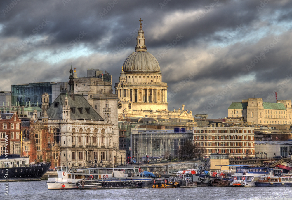 Saint Pauls Cathedral in London from across the Thames