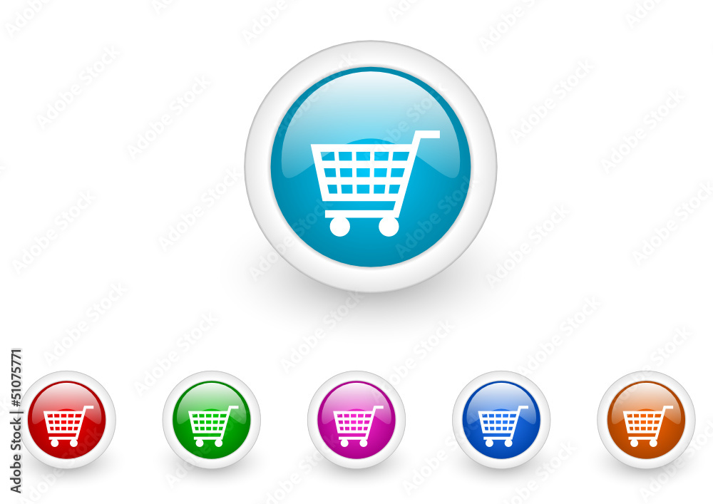 shopping cart vector glossy web icon set shopping cart vector glossy web icon set