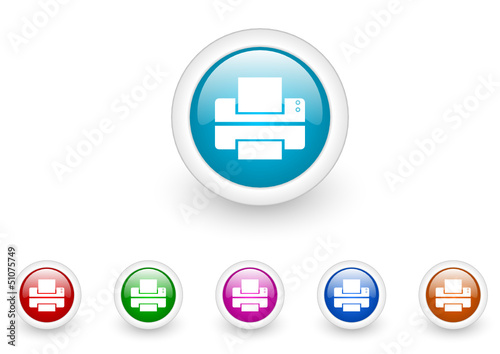 printer vector glossy web icon set