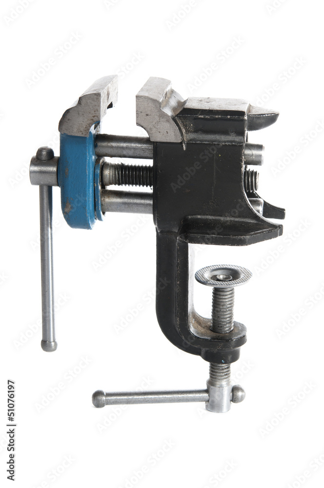 Old vise on white background Old vise on white background