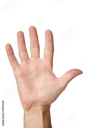Men`s hand isolated on white
