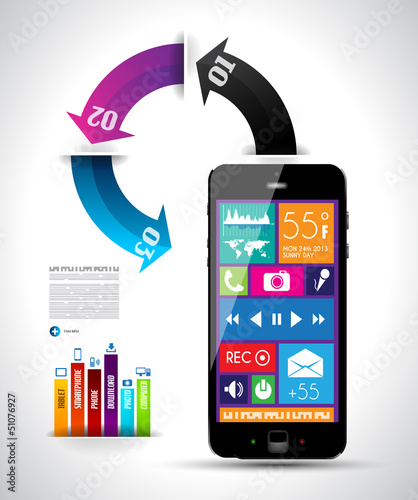 Modern Infographic with a touch screen smartphone