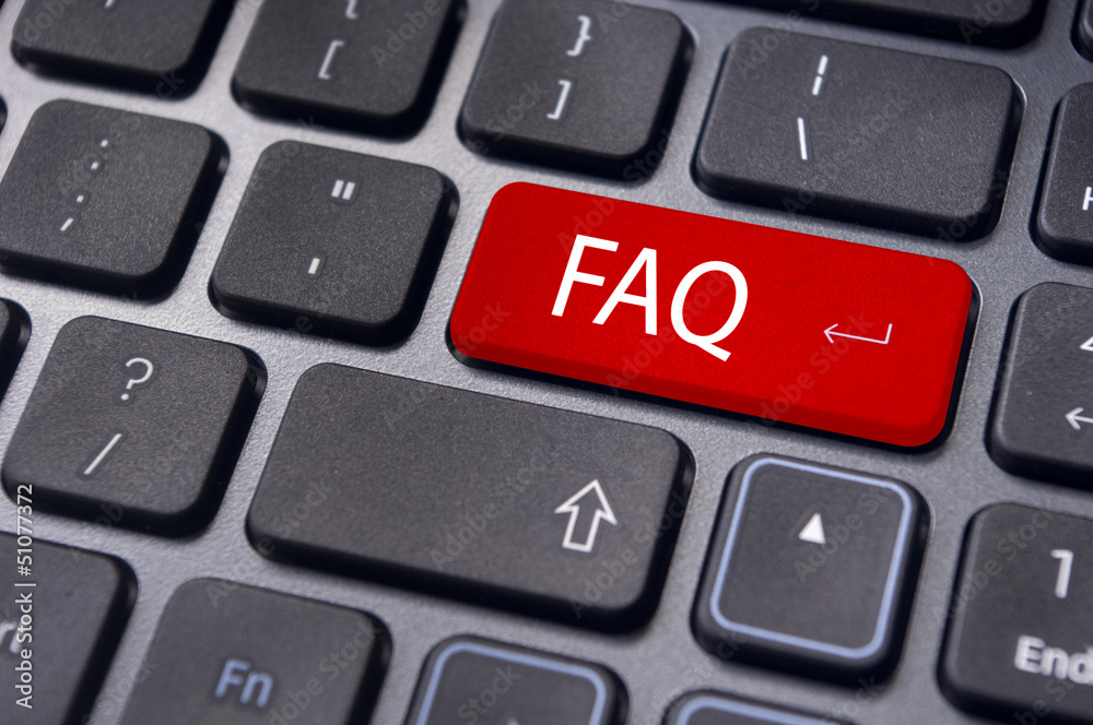faq concepts, messages on keyboard enter key