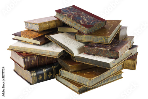 Canvas Print Old Books with Clipping Path on White