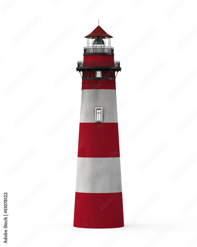 Red Lighthouse Isolated on White Background Red Lighthouse Isolated on White Background