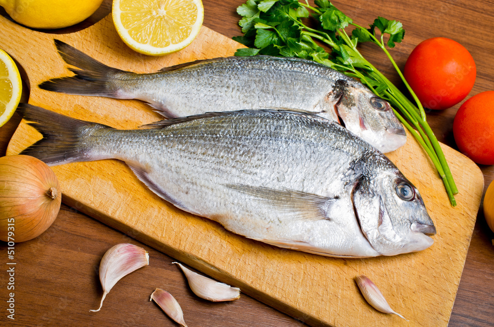 Gilthead fishes ready to preparation Gilthead fishes ready to preparation