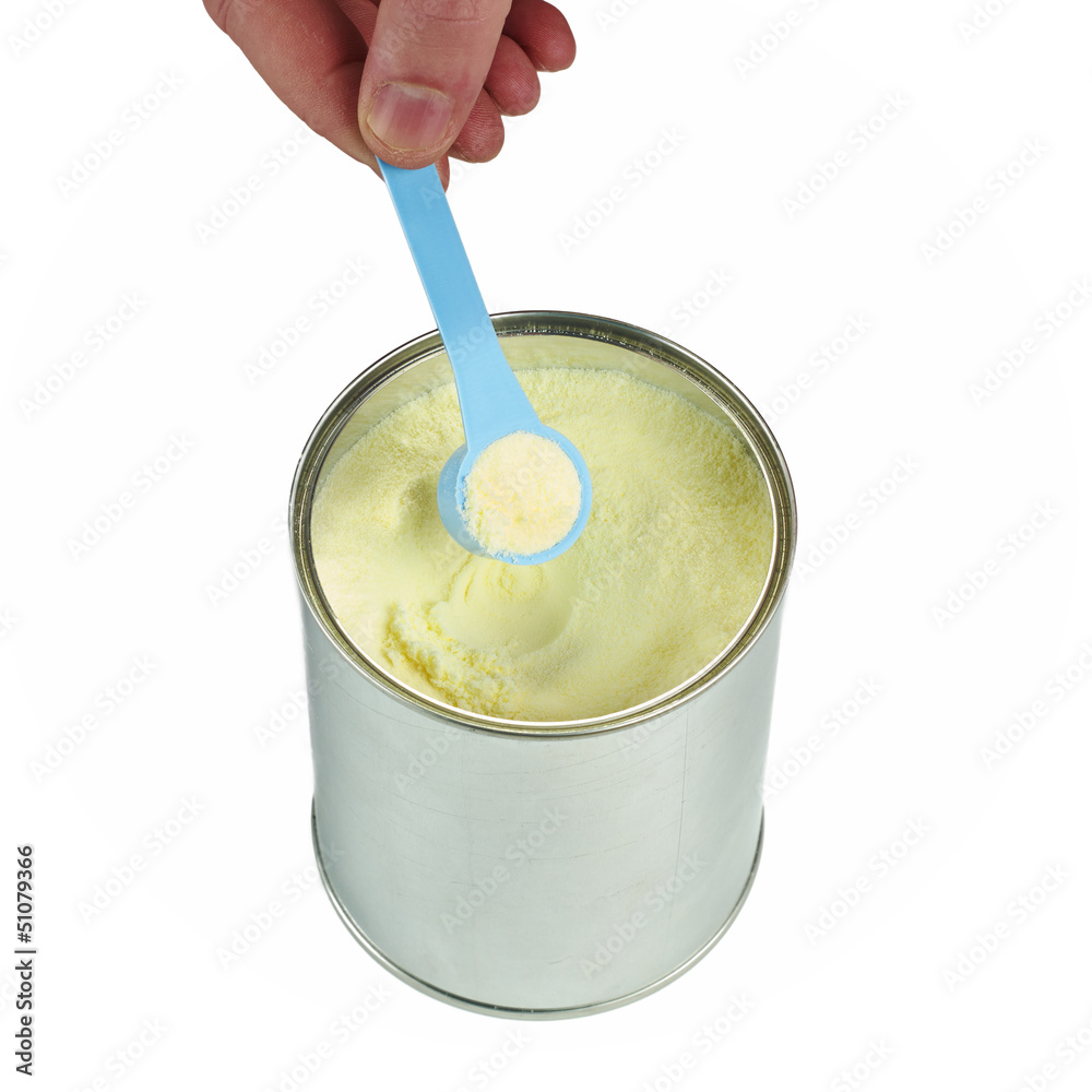 Can with powdered milk. Can with powdered milk.