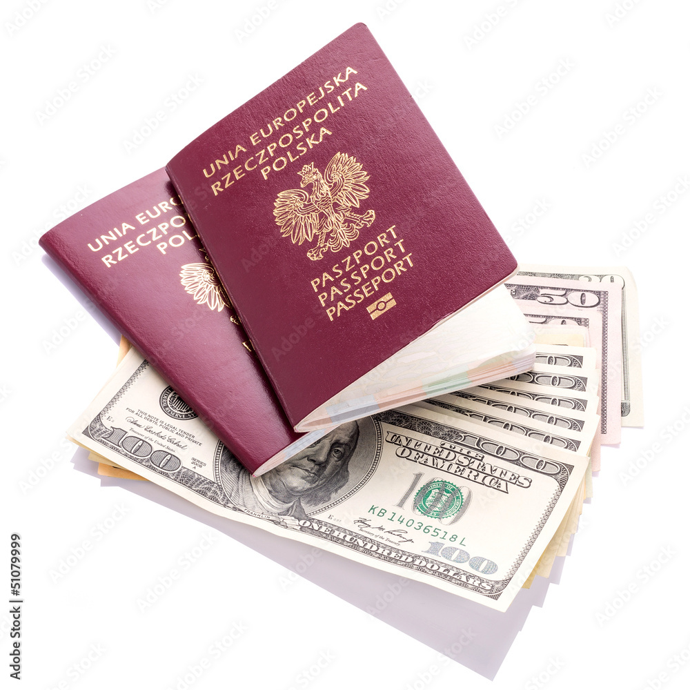 Two passports with American dollars money Two passports with American dollars money