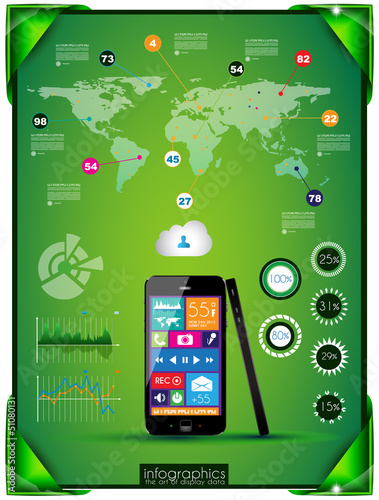 Modern Infographic with a touch screen smartphone