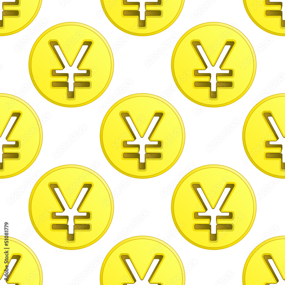 Obraz premium yen golden coin symbol pattern tile vector