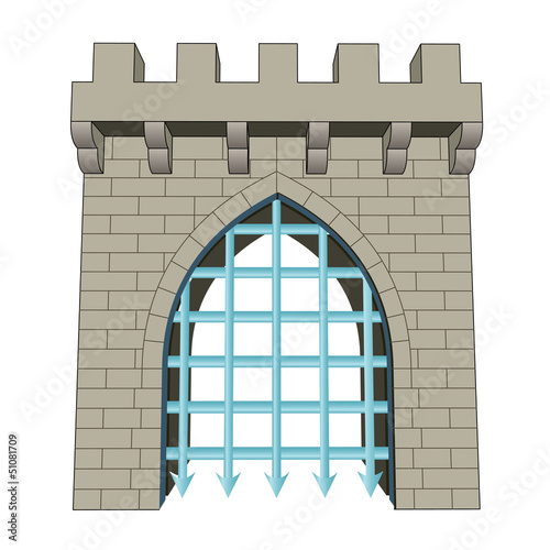 isolated medieval closed gate vector