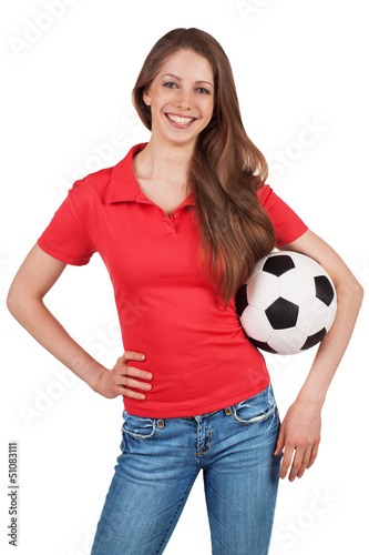 Beautiful girl with a soccer ball