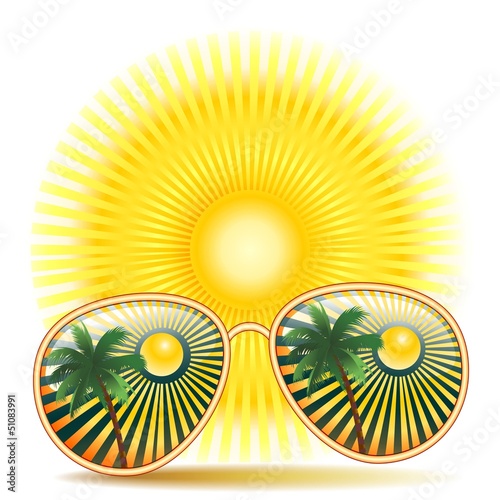 Sunglasses With Palmtree Reflexion-Occhiali da sole e Palme photo