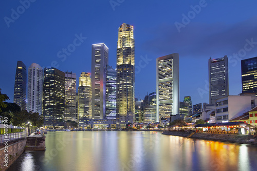 Singapore Skyline by Boat Quay © jpldesigns