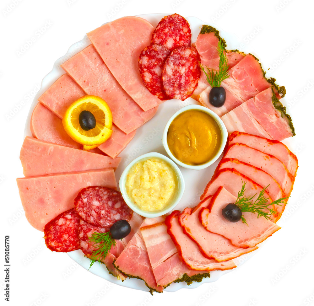 sausage sliced mustard isolated plate isolated a on white sausage sliced mustard isolated plate isolated a on white
